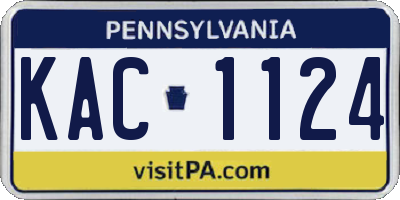 PA license plate KAC1124