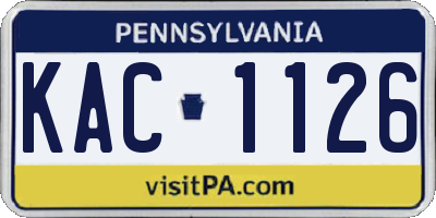 PA license plate KAC1126
