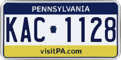 PA license plate KAC1128