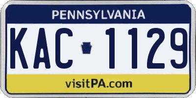 PA license plate KAC1129