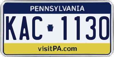 PA license plate KAC1130