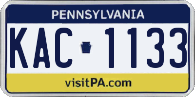 PA license plate KAC1133