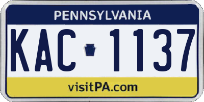 PA license plate KAC1137
