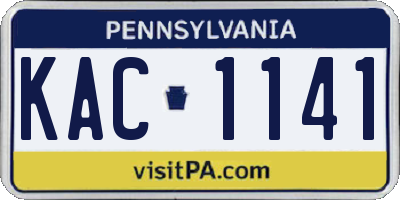 PA license plate KAC1141