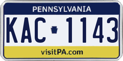 PA license plate KAC1143