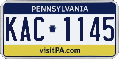 PA license plate KAC1145