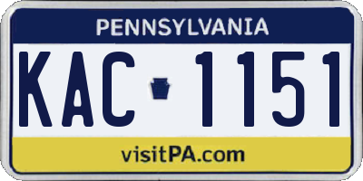 PA license plate KAC1151