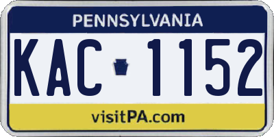 PA license plate KAC1152