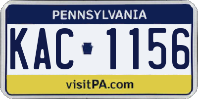 PA license plate KAC1156