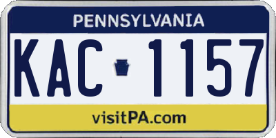 PA license plate KAC1157