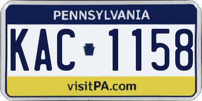 PA license plate KAC1158