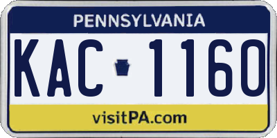PA license plate KAC1160