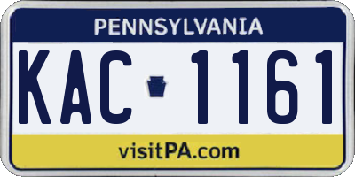 PA license plate KAC1161