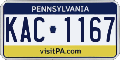 PA license plate KAC1167