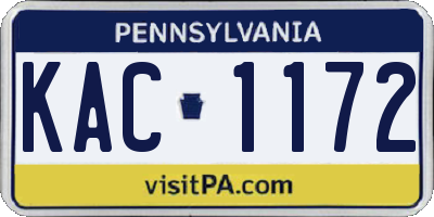 PA license plate KAC1172