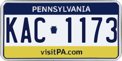 PA license plate KAC1173