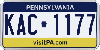 PA license plate KAC1177