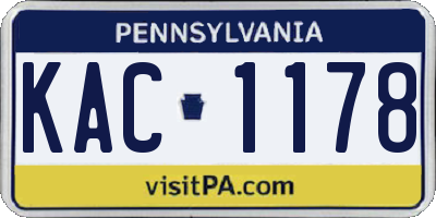 PA license plate KAC1178
