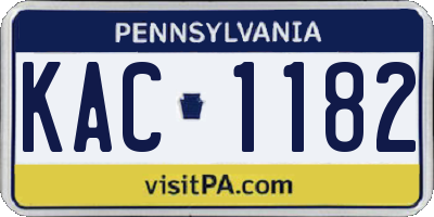 PA license plate KAC1182