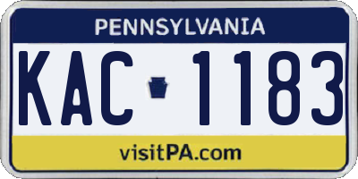 PA license plate KAC1183