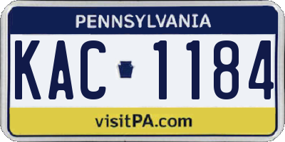 PA license plate KAC1184