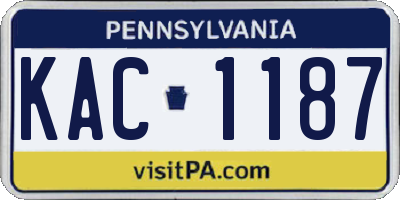 PA license plate KAC1187