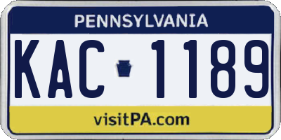 PA license plate KAC1189