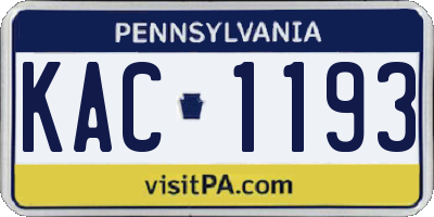 PA license plate KAC1193