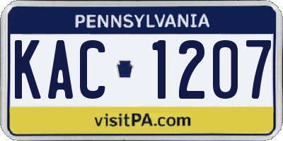 PA license plate KAC1207