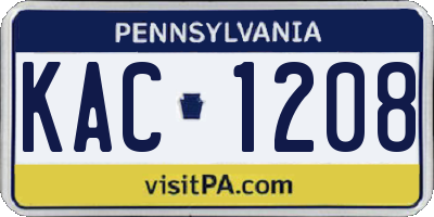 PA license plate KAC1208