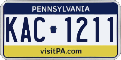 PA license plate KAC1211