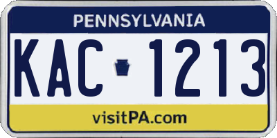 PA license plate KAC1213
