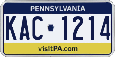 PA license plate KAC1214