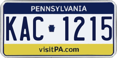 PA license plate KAC1215