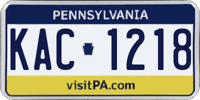 PA license plate KAC1218