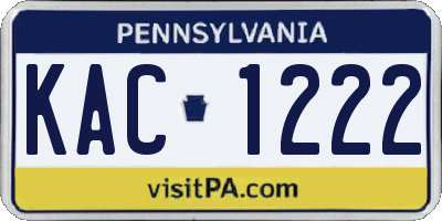PA license plate KAC1222