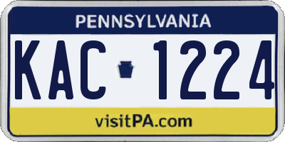 PA license plate KAC1224