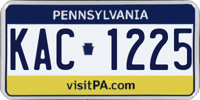 PA license plate KAC1225