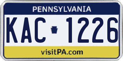 PA license plate KAC1226