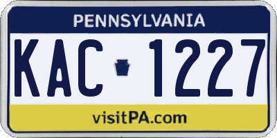 PA license plate KAC1227