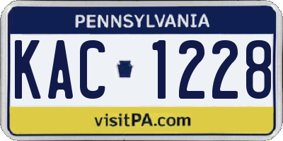 PA license plate KAC1228