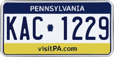 PA license plate KAC1229