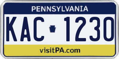 PA license plate KAC1230
