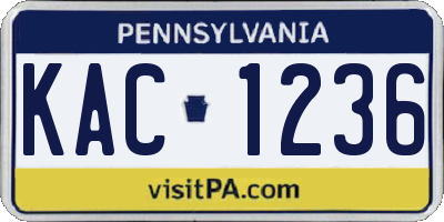 PA license plate KAC1236