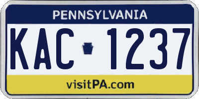 PA license plate KAC1237