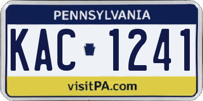 PA license plate KAC1241