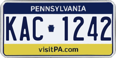 PA license plate KAC1242