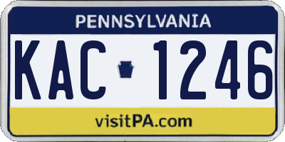 PA license plate KAC1246