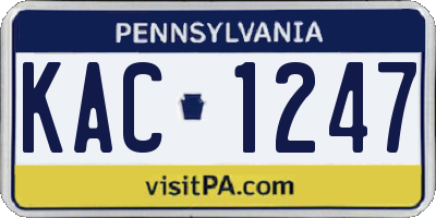 PA license plate KAC1247