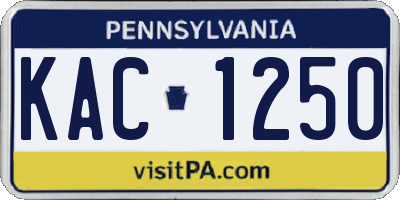 PA license plate KAC1250